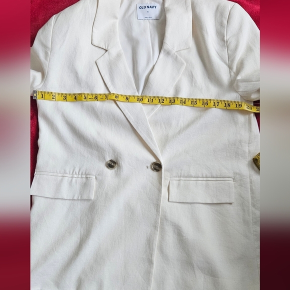 Old Navy - NWT - Cream Double Breasted Blazer with Button Details - Size Medium - Picture 7 of 12